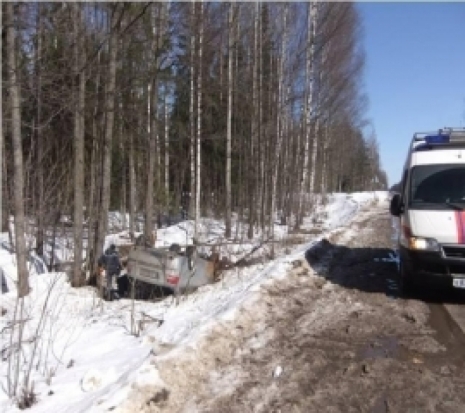 На 401-м километре трассы Санкт-Петербург – Невель легковое авто оказалось в кювете - 2017-01-29 12:01:00 - 1