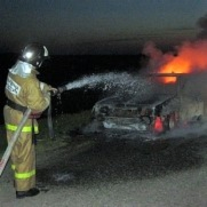 7 пожарных тушили возгорание легкового автомобиля на Крестовском шоссе в Пскове - 2016-12-28 21:44:00 - 1
