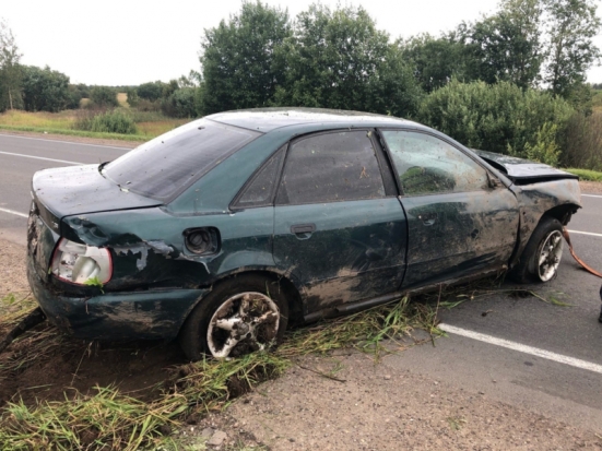 ФОТОфакт: На трассе в Великолукском районе машина улетела в кювет - 2020-08-11 22:07:00 - 1