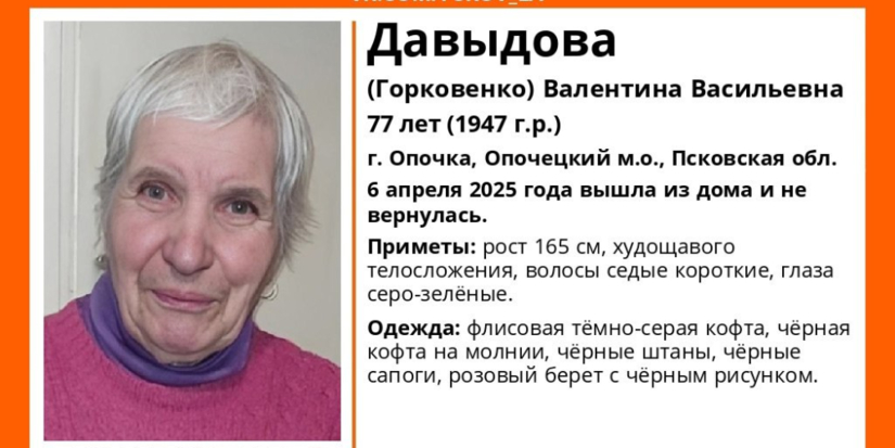 77-летняя женщина пропала в Псковской области - 2025-04-18 17:05:00 - 1
