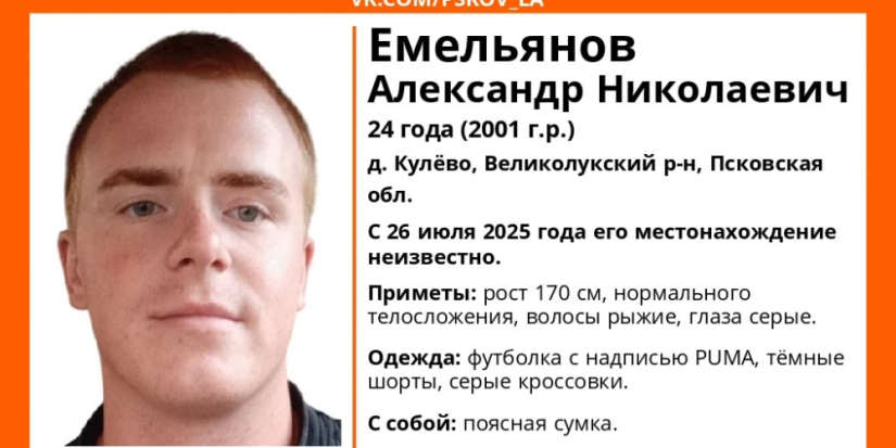 В Великолукском районе пропал 24-летний молодой человек - 2025-07-28 13:35:00 - 1