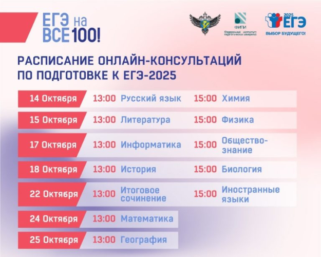 Стартует цикл онлайн-консультаций от разработчиков материалов ЕГЭ-2025 - 2024-10-10 14:35:00 - 2