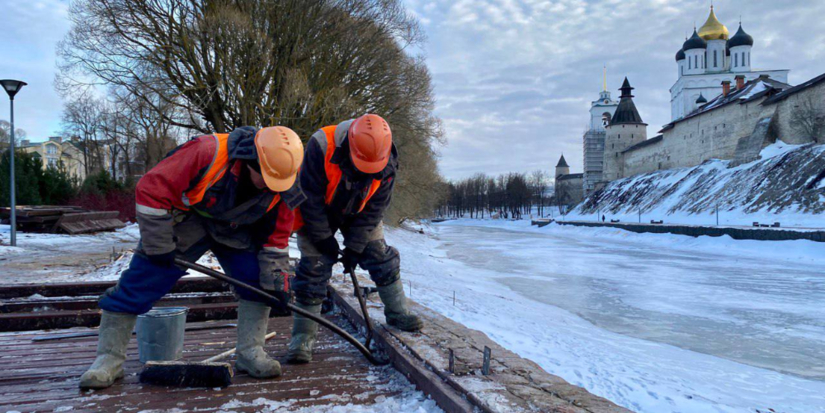 Началось строительство пешеходного моста через реку Пскову - 2024-02-21 09:35:00 - 1